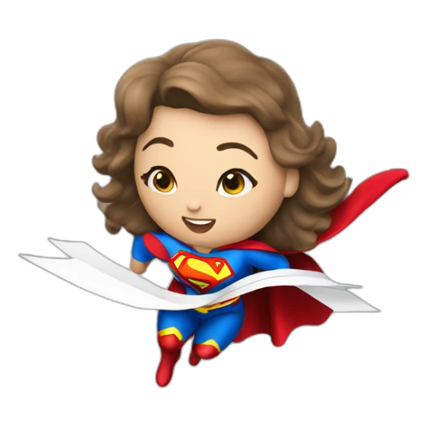 Flying superwoman with a banner saying super writer sticker