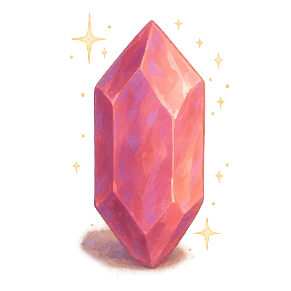 pink crystal with sparkles, soft painterly look, magical and radiant sticker