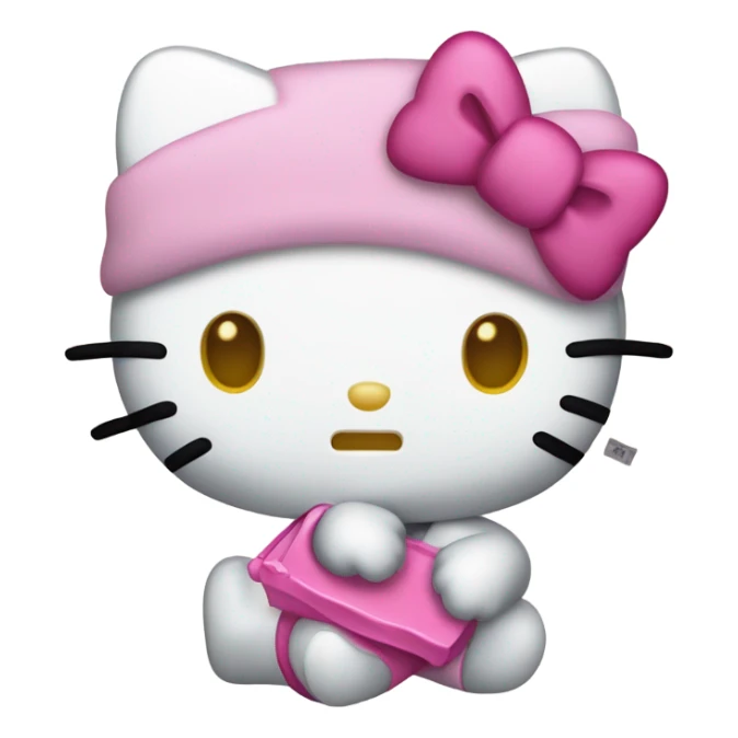 Hello kitty with a sign that says “don’t crash out” sticker