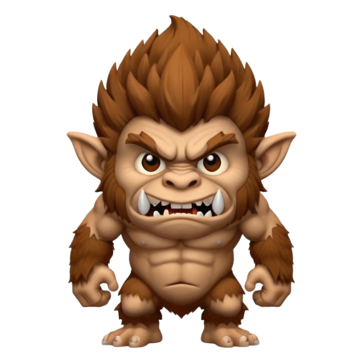 3d style hairy brown troll sticker