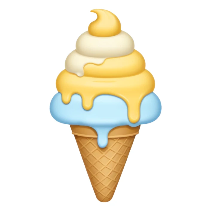 Ice cream emoji, pastel blue & yellow palette
Flat vector, minimal, cute emoji style sticker