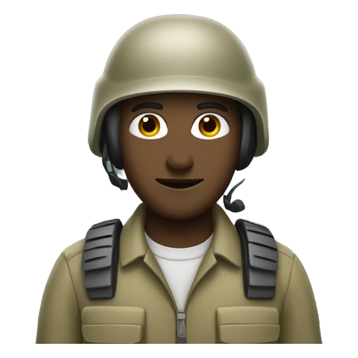 operator dressed in khaki color with a milatary helmet, without glasses, preferably male sticker