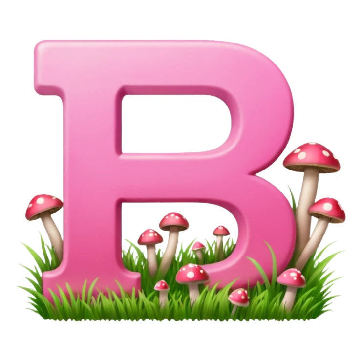 PAYPAL letters, pink and green, with grass growing, mushrooms around sticker