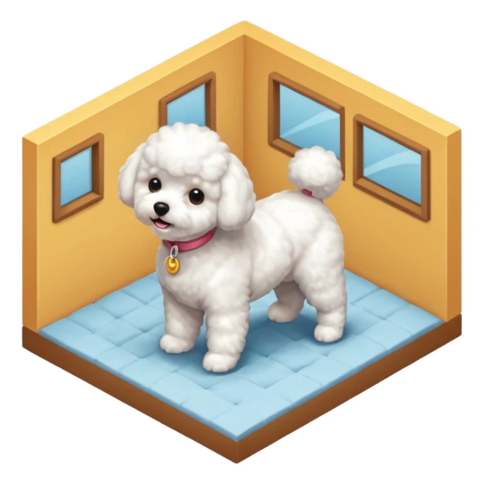 Bichon Frisé dog playing room isometric sticker