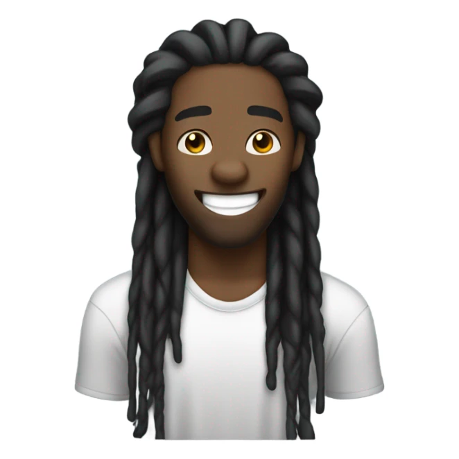 black man-dread locks-  no facial hair laughing black shirt strong  sticker