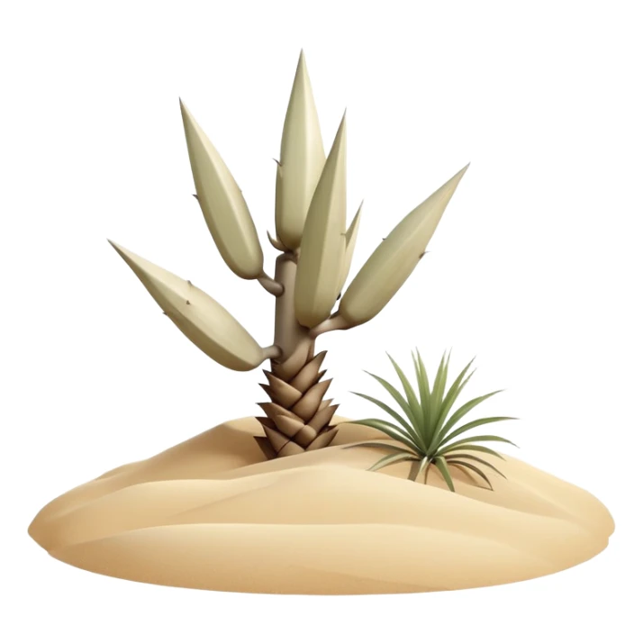generate realistic detailed yucca in 3d style with sand  sticker