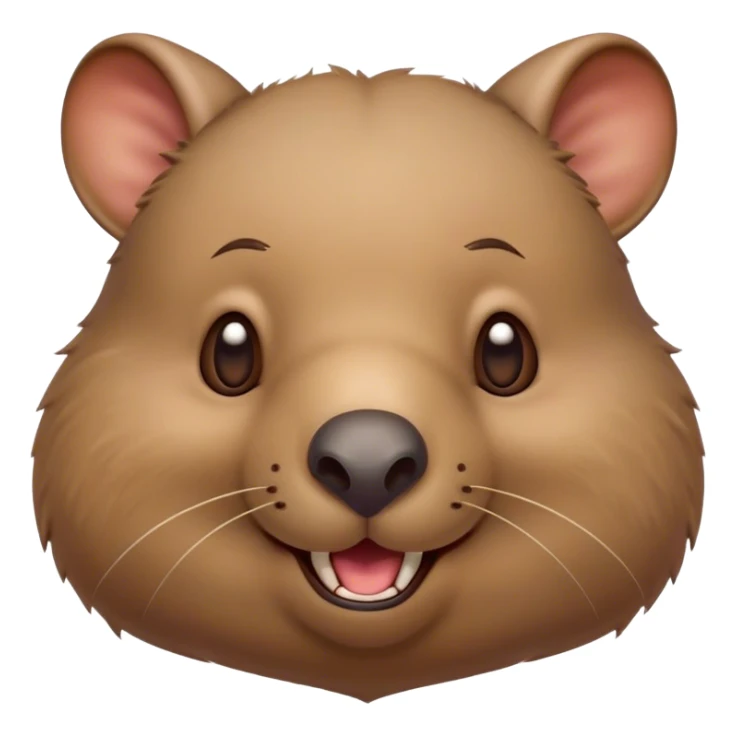 Cinematic Comical Wombat Portrait Emoji, Head tilted dramatically with an exaggeratedly amused expression, featuring a striking, glossy shaggy brown fur with bold textures and wide, expressive eyes filled with playful disbelief, Simplified yet hilariously expressive features, highly detailed, glowing with a slightly sassy glow, high shine, dramatic yet playful, stylized with an air of cheeky bush mischief, bright and endearing, soft glowing outline, capturing the essence of a spirited and over‐the‐top wombat, so meme‐worthy it feels like it could snort its way into internet fame instantly! sticker