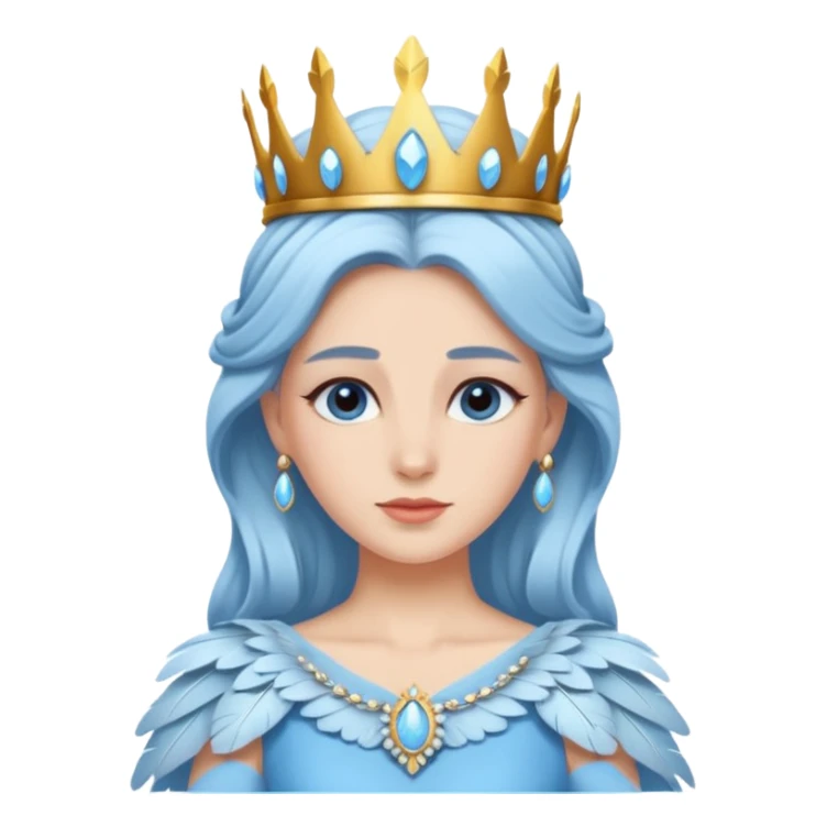 Sky Queen – feather crown + light-blue gown sticker