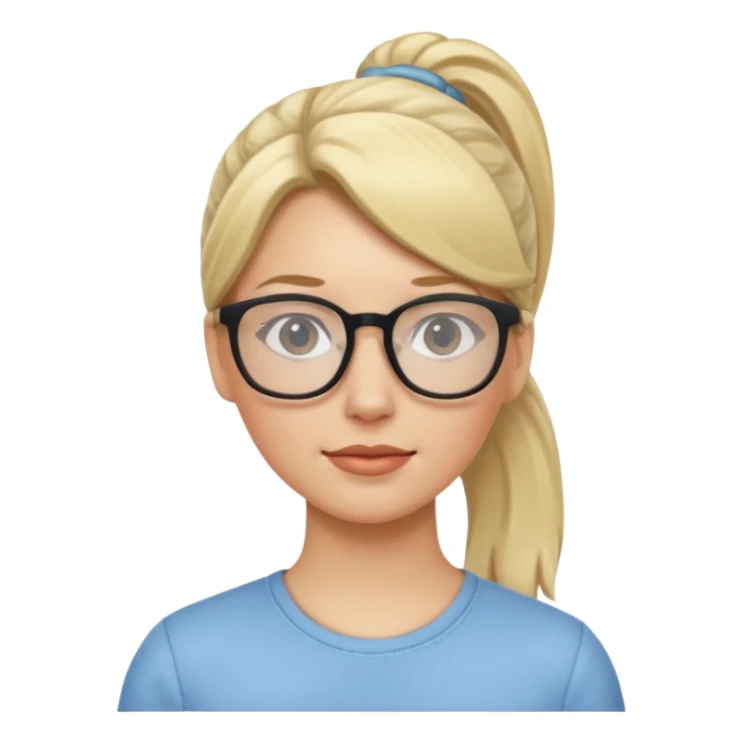 White woman with blond ponytail and glasses sticker