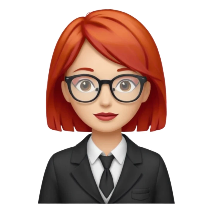 tailor woman with red hair and glasses sticker