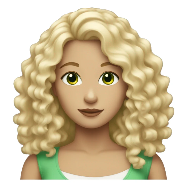 White Woman with curly blond long hair green eyes sticker