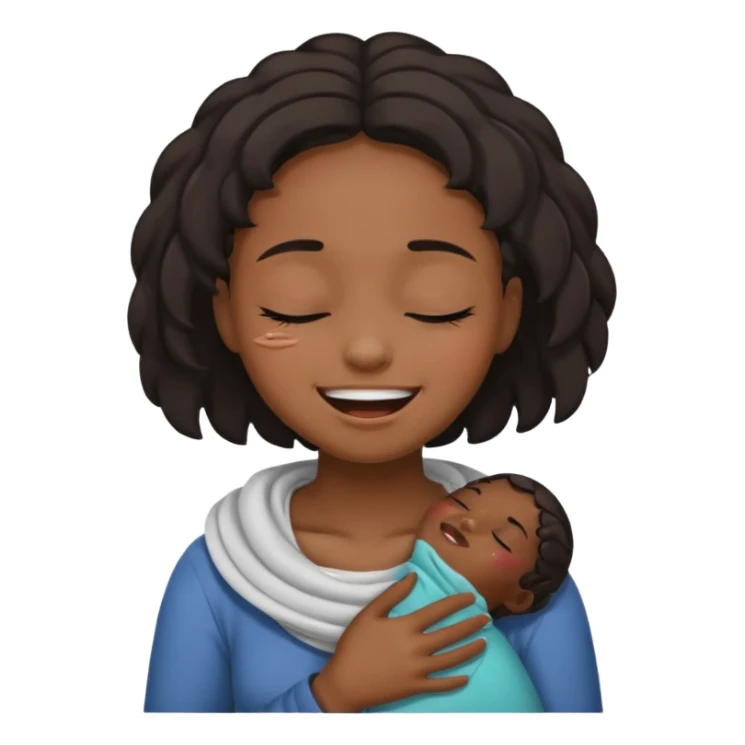 Black girl smiling eyes closed while choking herself  sticker