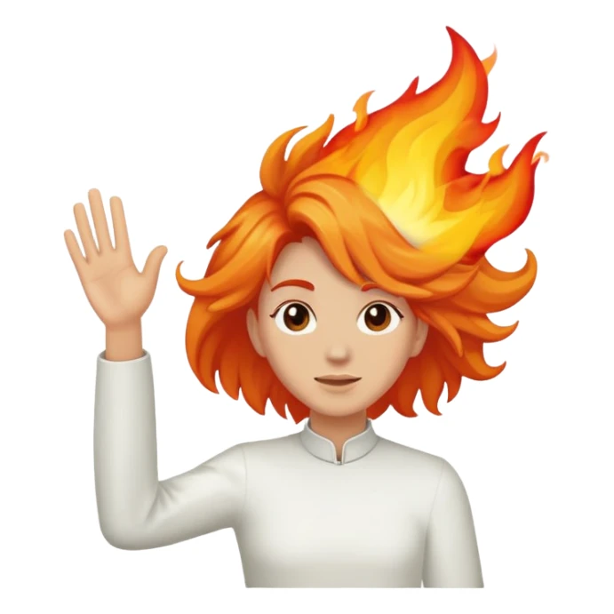 side face with flame for hair sticking up and waving out  sticker