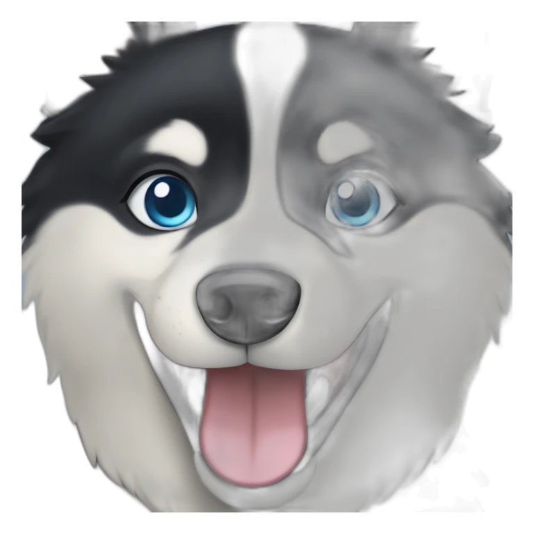 perro husky de pelo negro y ojos azules sonriendo sticker
