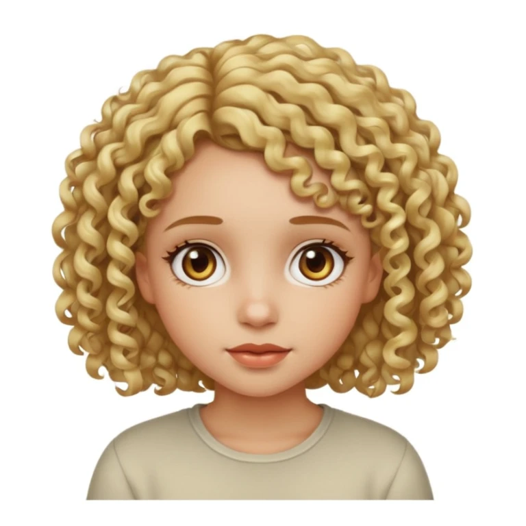 Light skinned girl with curly short blond hair and hazel eyes sticker