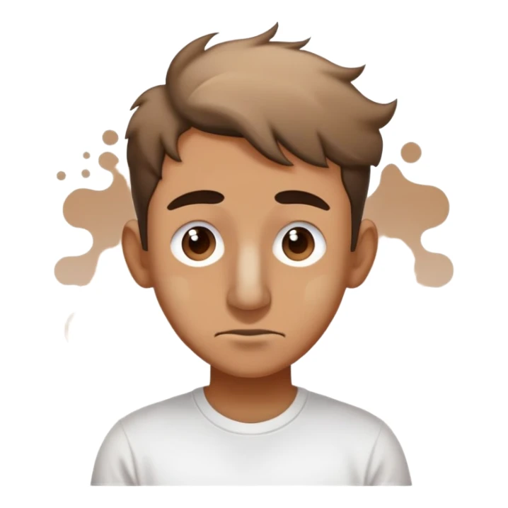 make me a charachter with big nose and a tchirt with brown and white gradient turblent noise sticker