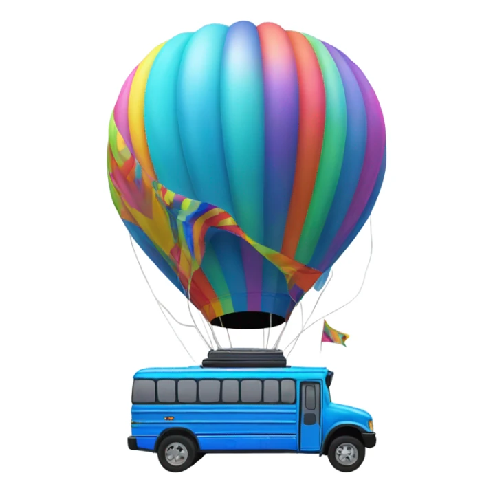 Blue party bus with a hot air balloon on top  sticker