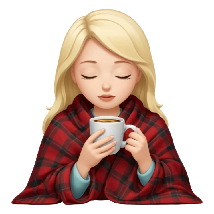girl inside a blanket sipping coffee eyes closed sticker