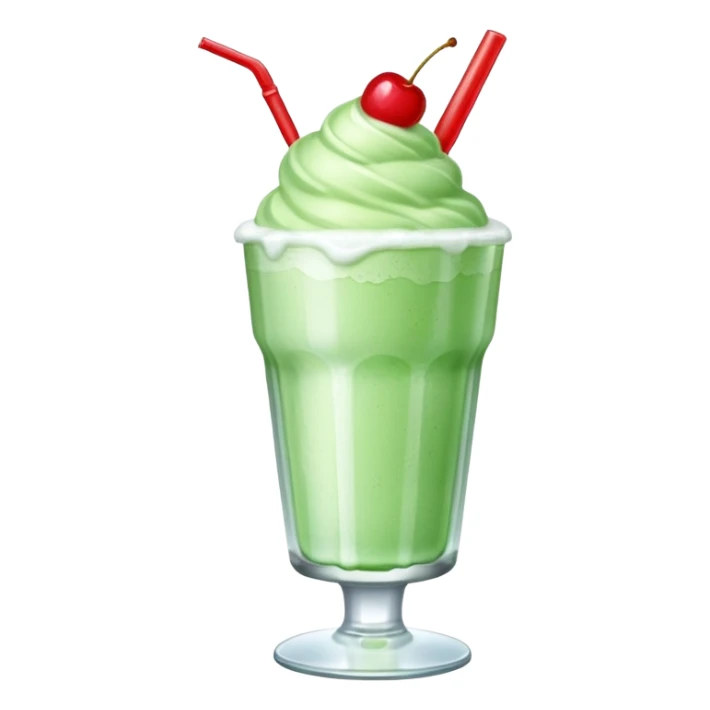 ice cream light green soda on a glass with ice cherry on top sticker