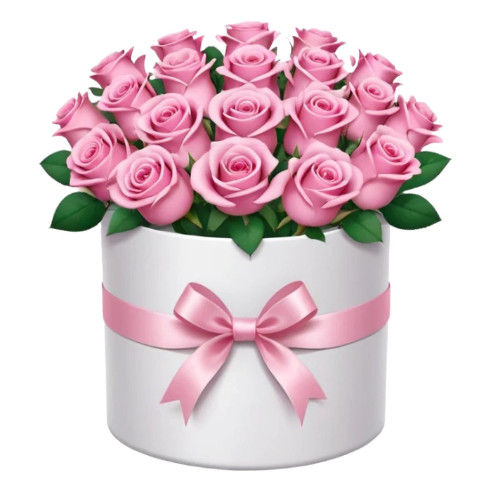 bouquet of pink 15 roses in a round white box sticker