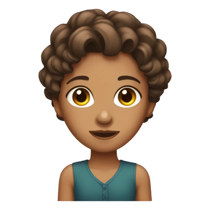 A tanned girl with brown eyes, short brown wavy hair sticker