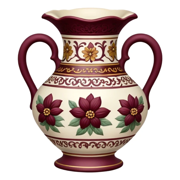 Vintage vase burgundy flowers sticker