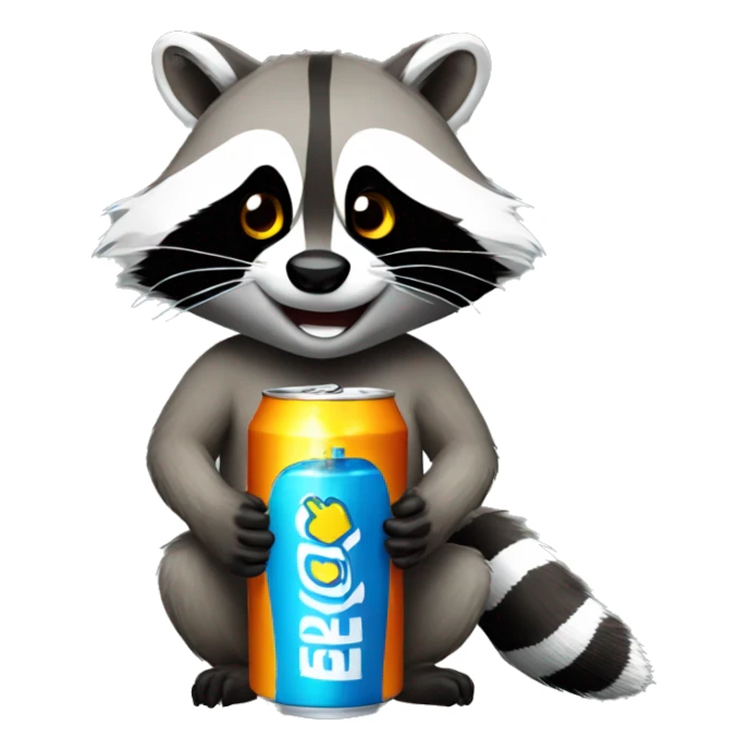 raccoon drinking energy drink sticker
