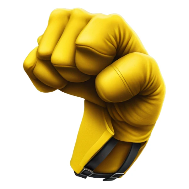 Belt dangling from yellow fist sticker