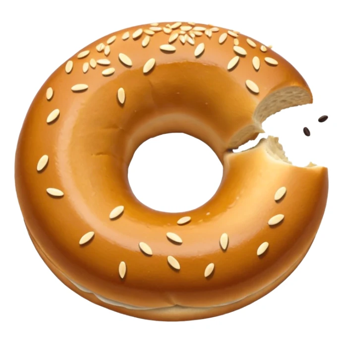 top-view toasted bagel, clear center hole, glossy sticker