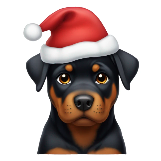 Rottweiler puppy wearing a chrismas cap sticker