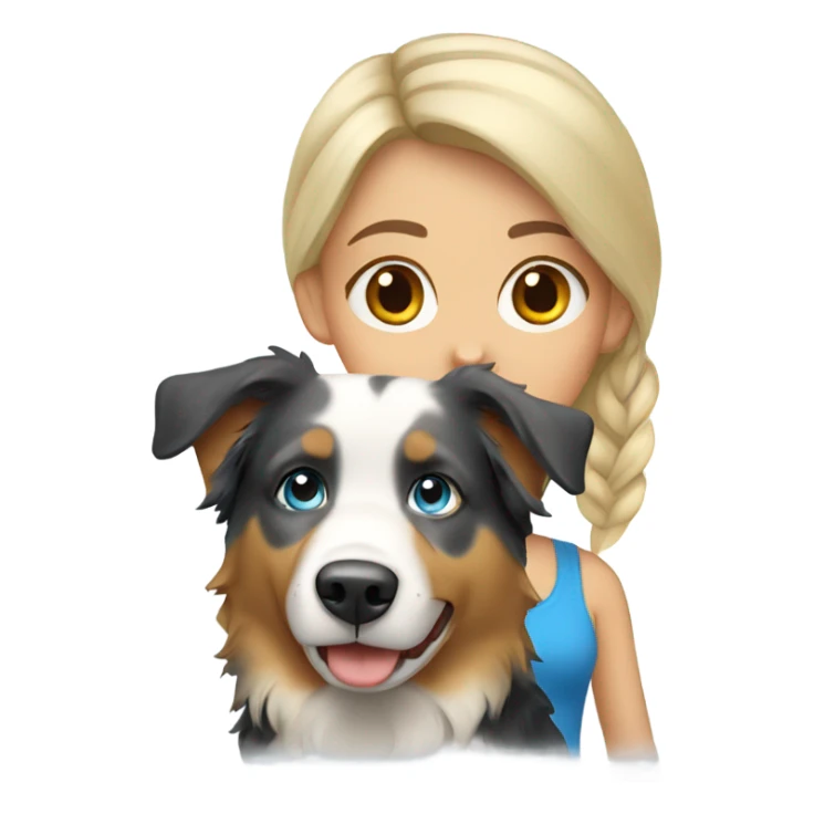 blond girl with australian shepherd blue dog sticker