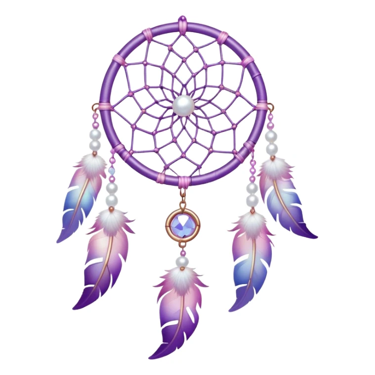 Iridescent Pastel white-pink-Violet-purple lavender dreamcatcher, white bead pearls  sticker