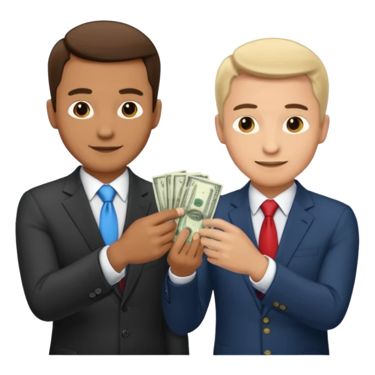 money exchanging between two men (one is a business man and one is a politician) sticker