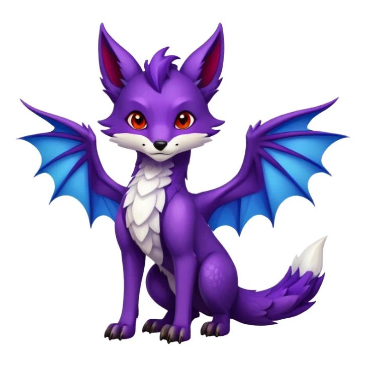 Fox dragon hybrid face front full body dark purple and blue and red sticker