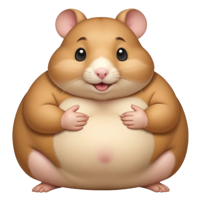 fat hamster holding pregnant belly smiling awkwardly sticker