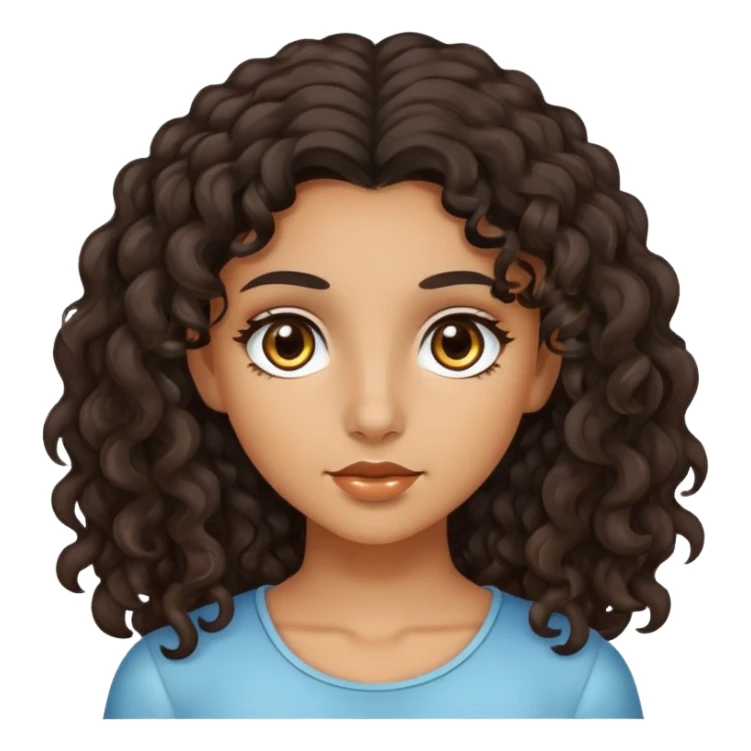 Girl with olive skin, brown eyes and dark curly long hair sticker