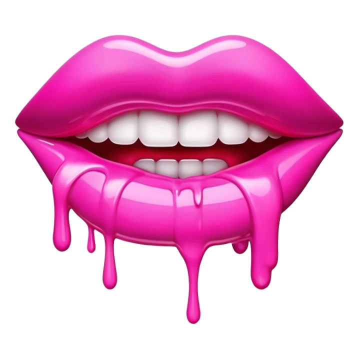  lip sculpture dripping pink paint sticker