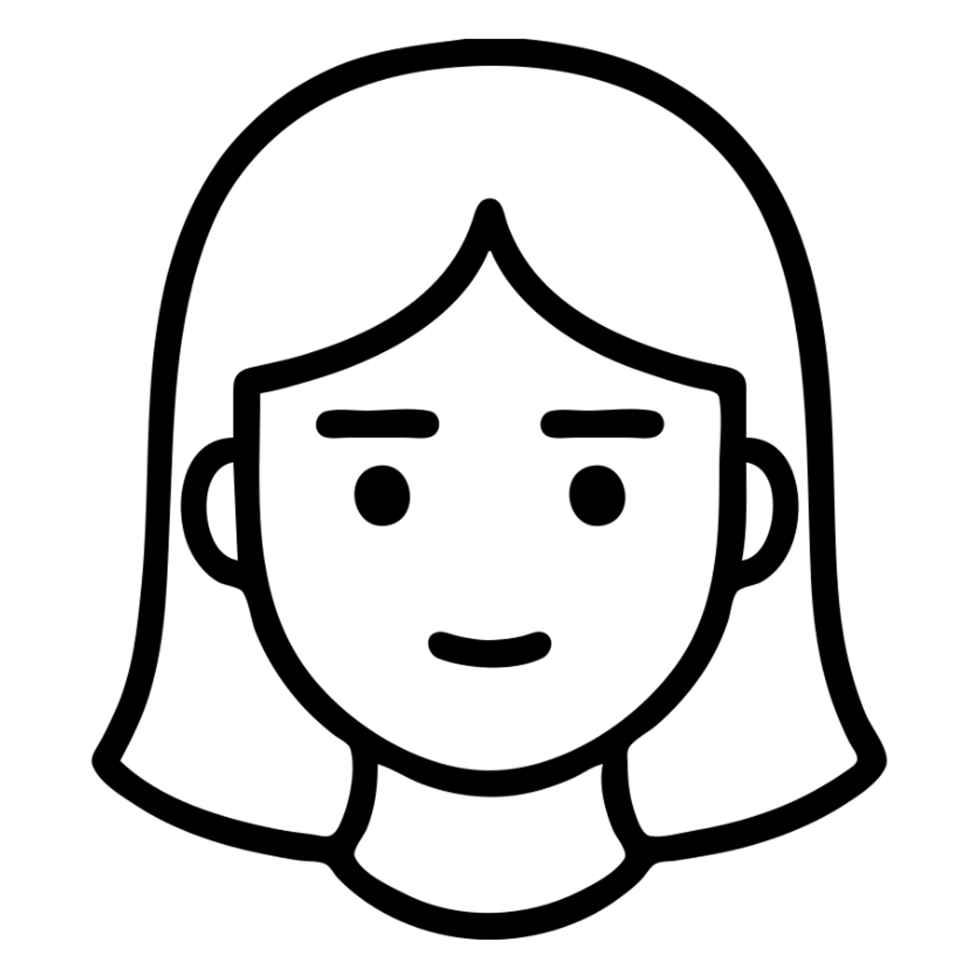 girl with brown hair and thick eyebrows, outlined icon sticker