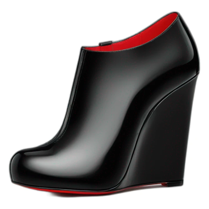 WEDGE heel LOUBOUTIN black leather PATENT sticker