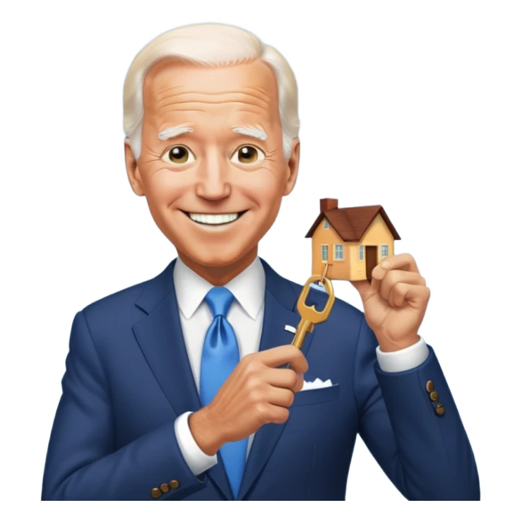 Joe Biden with keys to a new house sticker