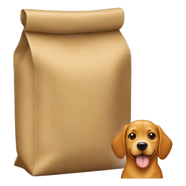 A bag of dog food sticker