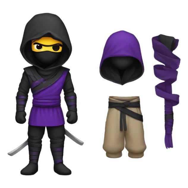 ninja con ropa futurista de color negra y morada sticker