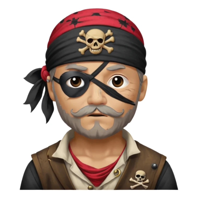 pirate with black eyepatch covering one eye and with only one ye sticker