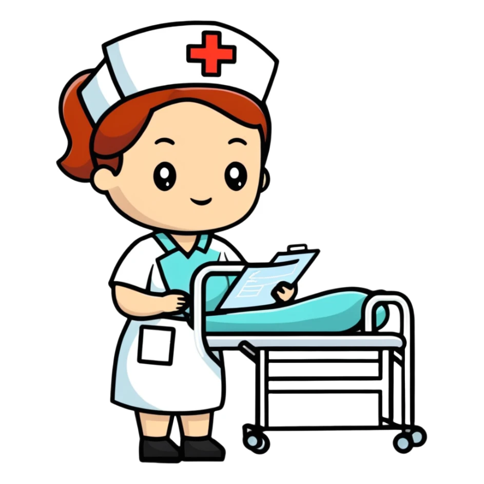 Nurse in uniform checking patients during hospital rounds sticker