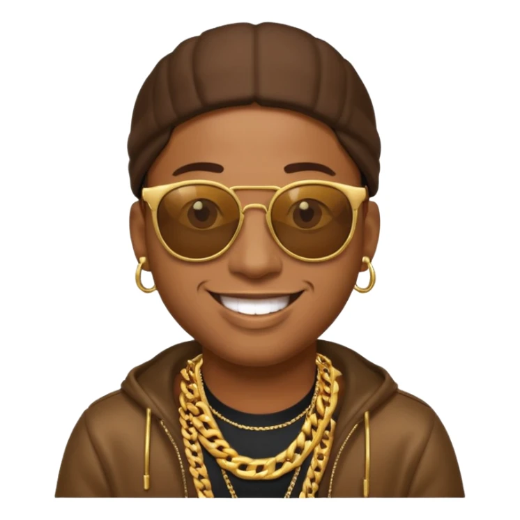 rapper emoji making a hand sign, gold chain, sunglasses sticker
