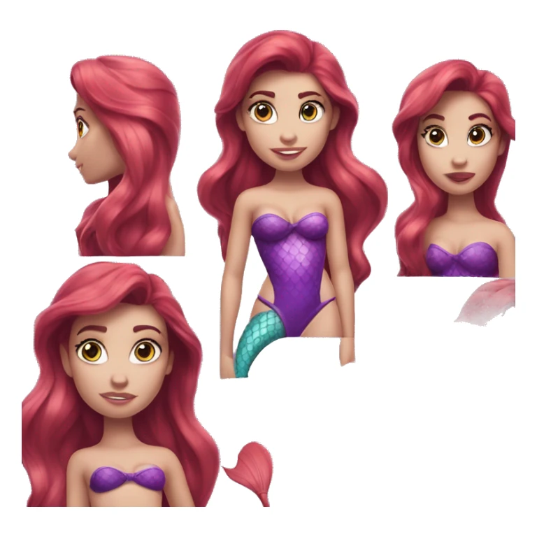 The little mermaid Ariel. Purple bikini top. Blue eyes sticker