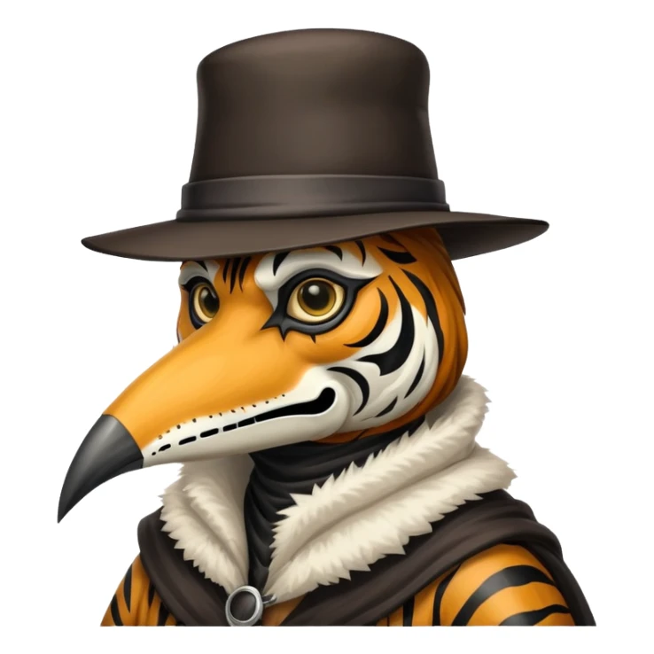 Tiger plague doctor with mask and hat sticker