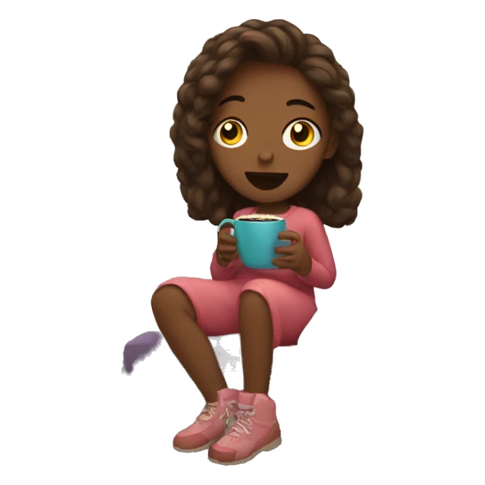Girl watching tv with hot chocolate sticker