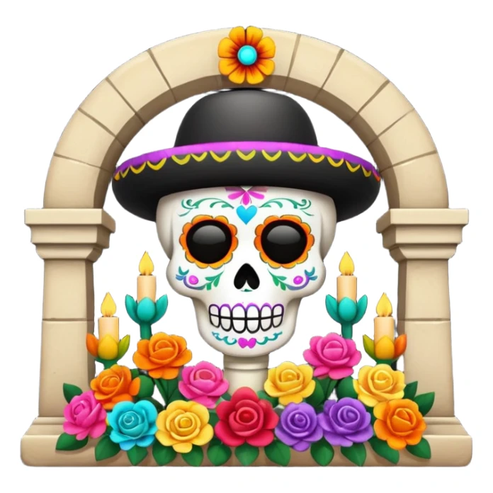 Cute Tumba de día de los muertos con ofrendas  sticker