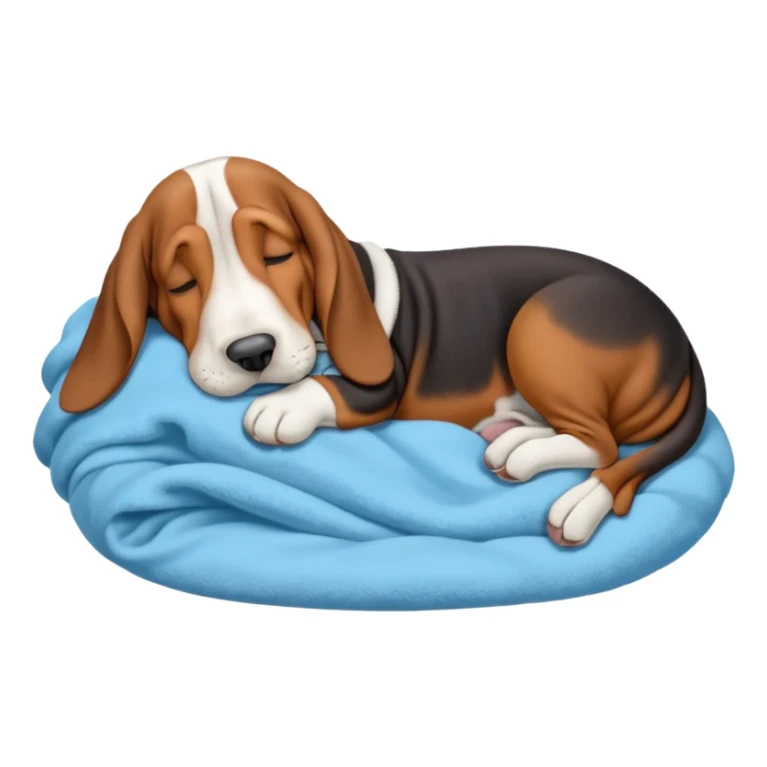 A basset hound sleeping on a blanket sticker